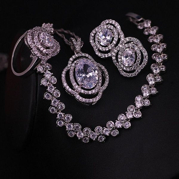 earrings & necklace white zircon big oval bridal jewelry stud ring bracelet set very pretty style, Silver
earrings & necklace white zircon big oval bridal jewelry stud ring bracelet set very pretty style, Silver