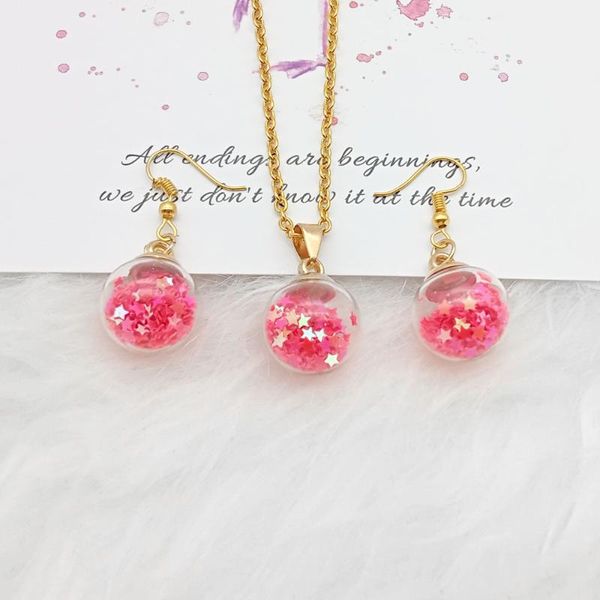 earrings & necklace star five-pointed sequins wishing glass bottle starry sky crystal ball handmade pendant set, Silver
earrings & necklace star five-pointed sequins wishing glass bottle starry sky crystal ball handmade pendant set, Silver