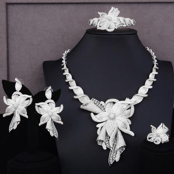 earrings & necklace larrauri 2021 luxury super african dubai necklace/bangle/earrings/ring for women bridal jewelry sets wedding noble acces, Silver
earrings & necklace larrauri 2021 luxury super african dubai necklace/bangle/earrings/ring for women bridal jewelry sets wedding noble acces, Silver