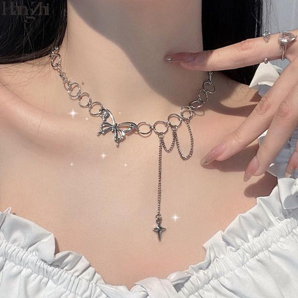 pendant necklaces 2021 hollow butterfly cross long tassel punk link chain necklace clavicle choker for women jewelry halloween party, Silver
pendant necklaces 2021 hollow butterfly cross long tassel punk link chain necklace clavicle choker for women jewelry halloween party, Silver