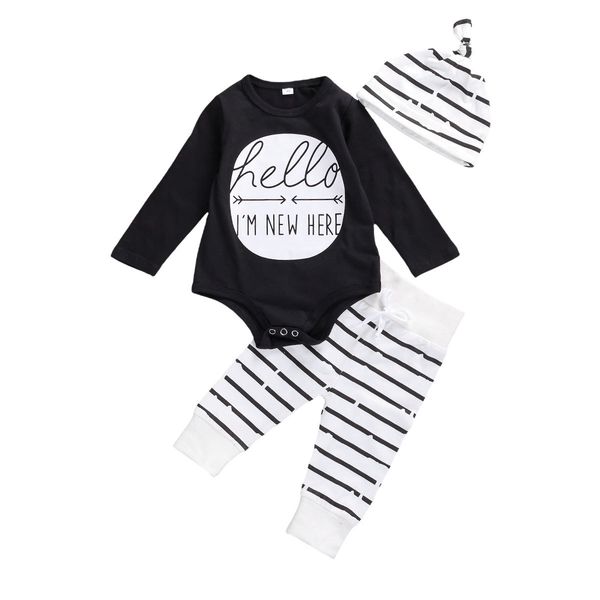 0-12m autumn born infant baby boy clothes set letter romper striped pants outfits cute costumes 210515, White
0-12m autumn born infant baby boy clothes set letter romper striped pants outfits cute costumes 210515, White