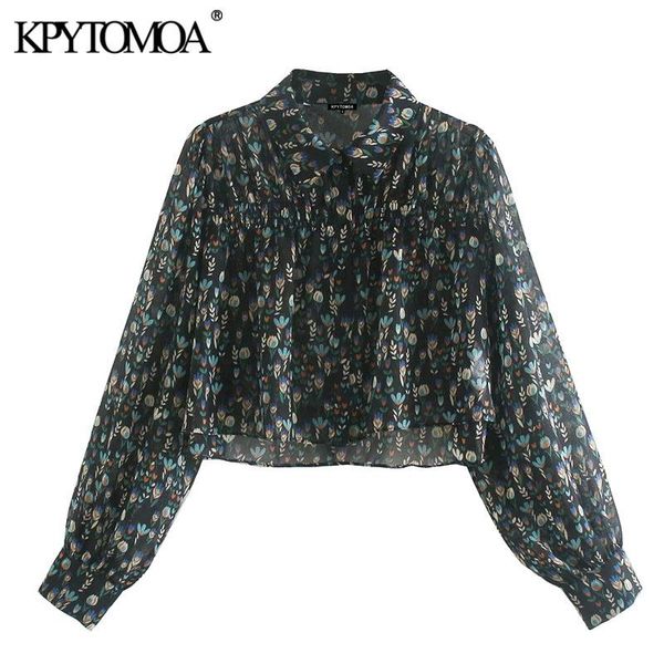 women 2021 fashion smocked floral print cropped blouses vintage long sleeve button-up female shirts blusas chic women's &, White
women 2021 fashion smocked floral print cropped blouses vintage long sleeve button-up female shirts blusas chic women's &, White