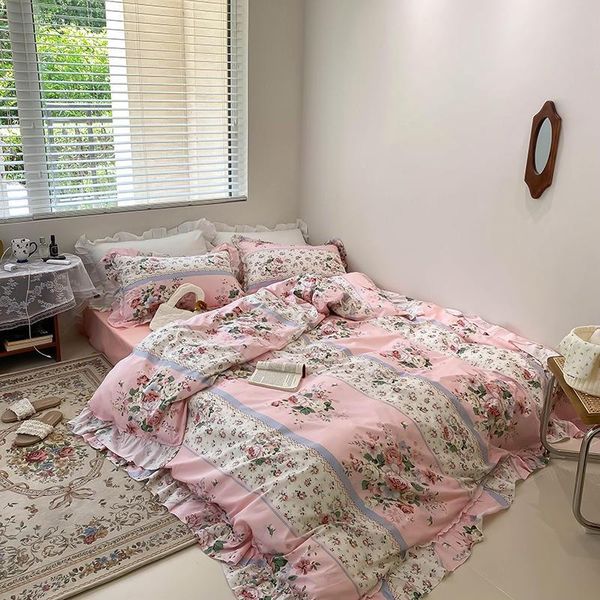 bedding sets vintage ruffle rose flower duvet cover set 100% cotton elegant women comforter bed sheet pillowcase twin
bedding sets vintage ruffle rose flower duvet cover set 100% cotton elegant women comforter bed sheet pillowcase twin