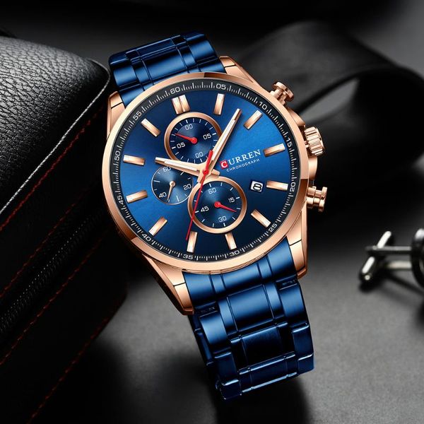 wristwatches relogio masculino curren watch men 2021 blue male waterproof chronograph watches stainless steel clock, Slivery;brown
wristwatches relogio masculino curren watch men 2021 blue male waterproof chronograph watches stainless steel clock, Slivery;brown