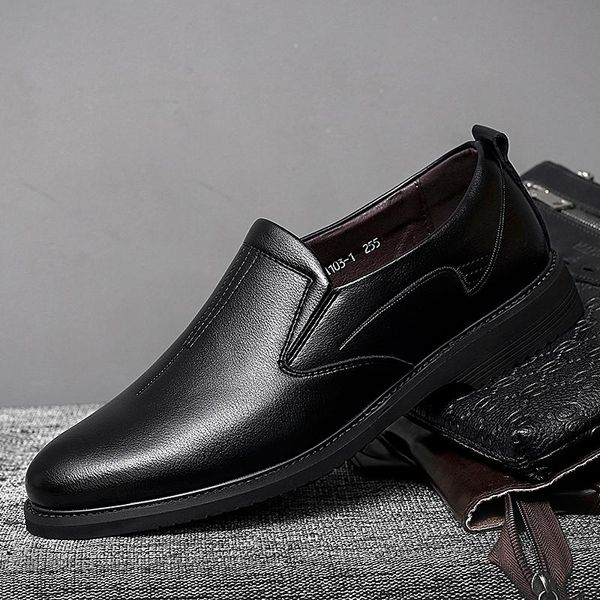 dress shoes 2021 men's business office fashion leather comfortable wedding formal, Black