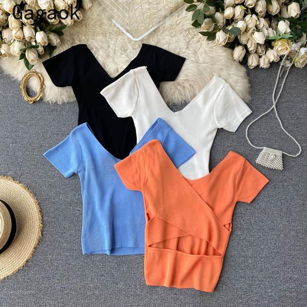 women's t-shirt gagaok woman tshirts 2021 summer solid v-neck short hollow out club tee slim harajuku fashion wild navel pullovers, White
women's t-shirt gagaok woman tshirts 2021 summer solid v-neck short hollow out club tee slim harajuku fashion wild navel pullovers, White