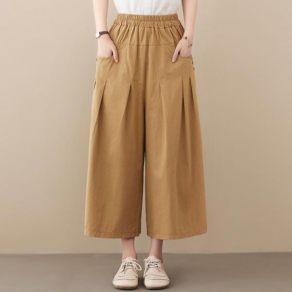 women's pants & capris johnature women wide leg cotton elastic waist solid color pocket button trousers 2021 summer vintage loose, Black;white
women's pants & capris johnature women wide leg cotton elastic waist solid color pocket button trousers 2021 summer vintage loose, Black;white