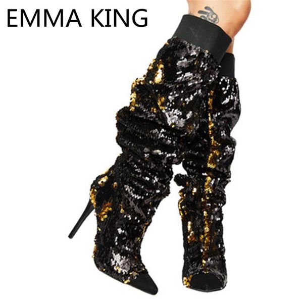 glitter 2021 spring bling women knee high boots pointed toe heels ladies runway pleated shoes woman autumn long, Black
glitter 2021 spring bling women knee high boots pointed toe heels ladies runway pleated shoes woman autumn long, Black