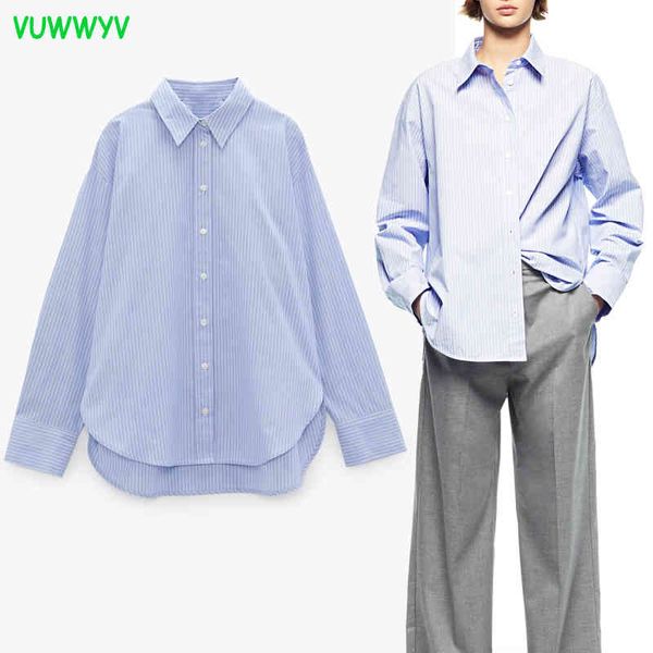 vuwwyv blue striped oversized shirts for women casual pleated collar button up shirt long sleeve asymmetric hem 210430, White
vuwwyv blue striped oversized shirts for women casual pleated collar button up shirt long sleeve asymmetric hem 210430, White