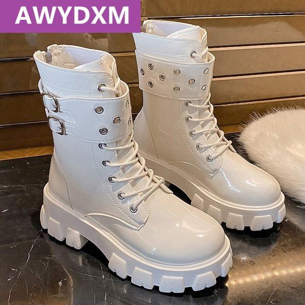 boots punk ankle platform flats motorcycle lace up casual women shoes buckle designer snow, Black
boots punk ankle platform flats motorcycle lace up casual women shoes buckle designer snow, Black