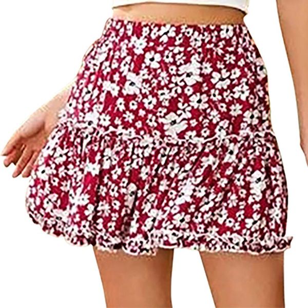 women's floral printing high waist ruffles splicing holiday style skirt summer office commute chiffon short skirts, Black
women's floral printing high waist ruffles splicing holiday style skirt summer office commute chiffon short skirts, Black