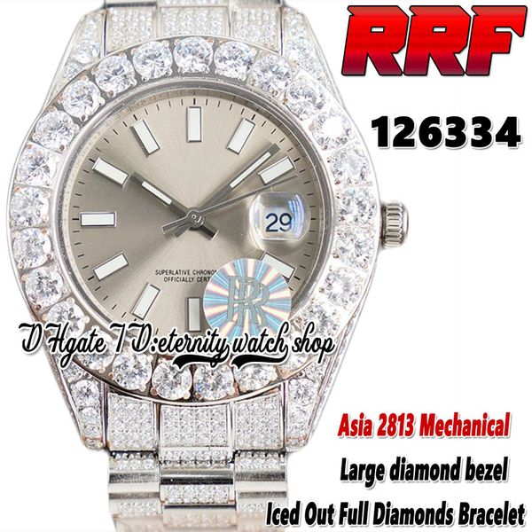2022 rrf 126334 126333 2813 automatic mechanical mens watch 126300 large diamonds bezel gray dial 316l stainless fully iced out diamond brac, Slivery;brown
2022 rrf 126334 126333 2813 automatic mechanical mens watch 126300 large diamonds bezel gray dial 316l stainless fully iced out diamond brac, Slivery;brown