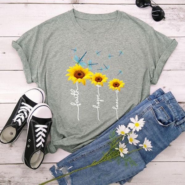 women's t-shirt women cotton ladies casual round neck short-sleeved harajuku sunflower print summer thin for female d30, White
women's t-shirt women cotton ladies casual round neck short-sleeved harajuku sunflower print summer thin for female d30, White