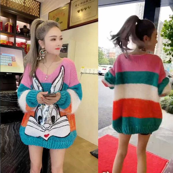women's sweaters ebaihui women's striped nightgown sequins from cartoons rabbit shirts of large size mesh sweater v neck harajuku, White;black
women's sweaters ebaihui women's striped nightgown sequins from cartoons rabbit shirts of large size mesh sweater v neck harajuku, White;black