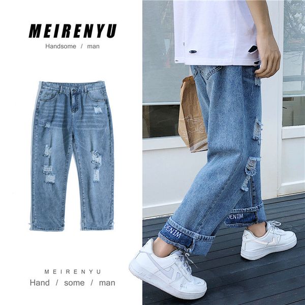 Ripped Jeans Mens Fashion Washed Retro Casual Straight Jeans Men Streetwear Wild Loose Hip Hop Hole Denim Trousers Mens -5XL, Light blue
Ripped Jeans Mens Fashion Washed Retro Casual Straight Jeans Men Streetwear Wild Loose Hip Hop Hole Denim Trousers Mens -5XL, Light blue