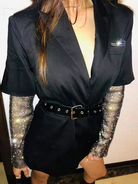 stylish chic sequins spliced mini dress with belt cool elegant women notched dresses 210520, Black;gray
stylish chic sequins spliced mini dress with belt cool elegant women notched dresses 210520, Black;gray