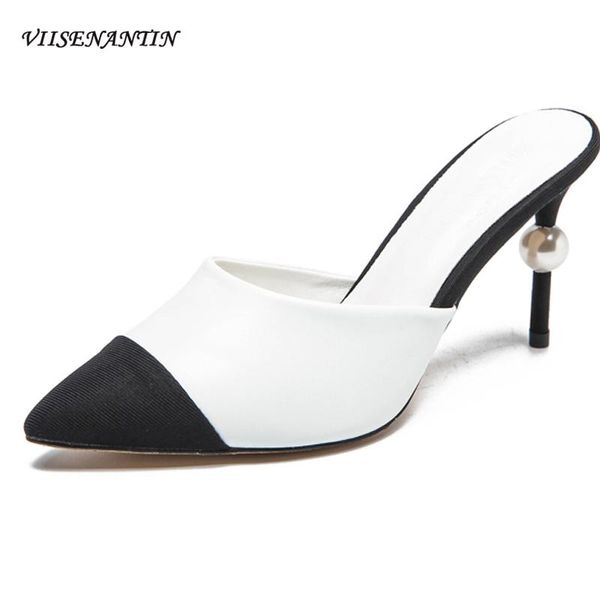 pointed toe genuine leather pearl decor woman high heel slippers classic comfortable thin heels wedding elegant apricot shoes, Black
pointed toe genuine leather pearl decor woman high heel slippers classic comfortable thin heels wedding elegant apricot shoes, Black