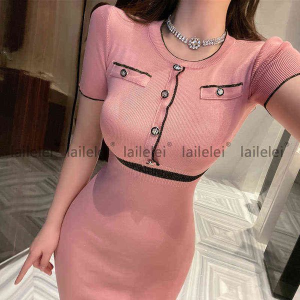 button bodycon o-neck short sleeve knitted dress women elegant party korean fashion office lady summer sundress 2021 robe femme g1214, Black;gray
button bodycon o-neck short sleeve knitted dress women elegant party korean fashion office lady summer sundress 2021 robe femme g1214, Black;gray