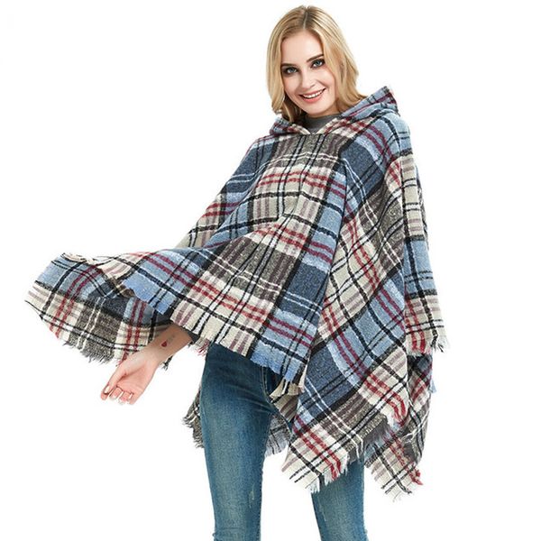 designer scarf winter warm plaid ponchos capes women v neck cape batwing sleeve knit poncho sweater outerwear coat oversized sha, Blue;gray
designer scarf winter warm plaid ponchos capes women v neck cape batwing sleeve knit poncho sweater outerwear coat oversized sha, Blue;gray