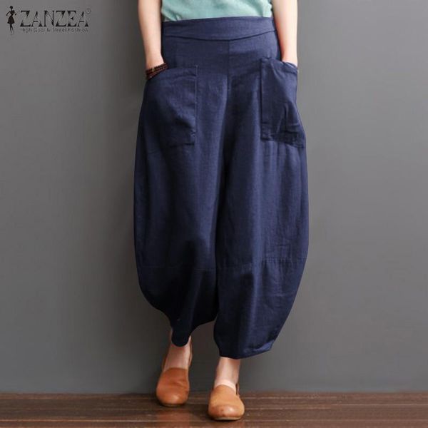 women's pants & capris s 5xl zanzea summer casual elastic waist harem women vintage solid cotton long wide leg trousers turnip pantalon, Black;white
women's pants & capris s 5xl zanzea summer casual elastic waist harem women vintage solid cotton long wide leg trousers turnip pantalon, Black;white