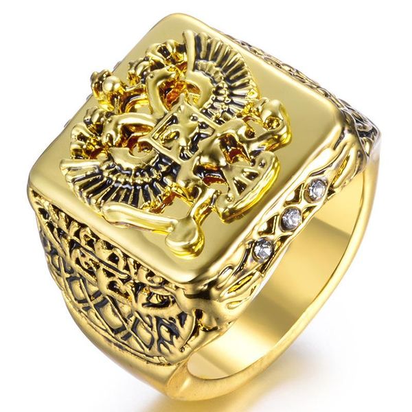 cluster rings fashion men's signet ring russian empire double eagle for male punk gold color arms of the big with stone, Golden;silver
cluster rings fashion men's signet ring russian empire double eagle for male punk gold color arms of the big with stone, Golden;silver