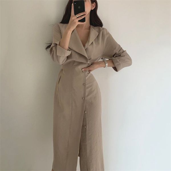 autumn women vintage elegant single-breasted long party dress korean style chic sleeve ol bodycon robe femme 210514, Black;gray
autumn women vintage elegant single-breasted long party dress korean style chic sleeve ol bodycon robe femme 210514, Black;gray