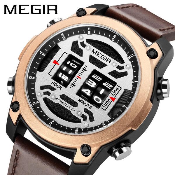wristwatches megir men's watches personality roller waterproof leather business sports watch quartz 2142, Slivery;brown
wristwatches megir men's watches personality roller waterproof leather business sports watch quartz 2142, Slivery;brown