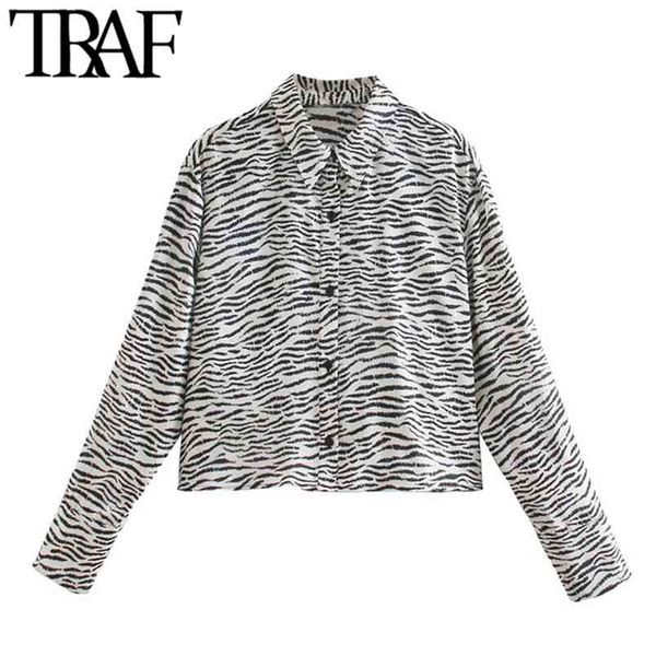 women fashion animal print loose cropped blouses vintage long sleeve button-up female shirts blusas chic 210507, White
women fashion animal print loose cropped blouses vintage long sleeve button-up female shirts blusas chic 210507, White