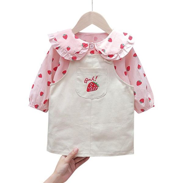 clothing sets baby girls clothes kids cute doll strawberry patter blouse solid color embroidered sling dress 2pcs outfit, White
clothing sets baby girls clothes kids cute doll strawberry patter blouse solid color embroidered sling dress 2pcs outfit, White