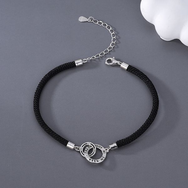 s925 sterling silver double ring couple bracelet interlocking woven closing rope ins niche design black hand ornament
s925 sterling silver double ring couple bracelet interlocking woven closing rope ins niche design black hand ornament