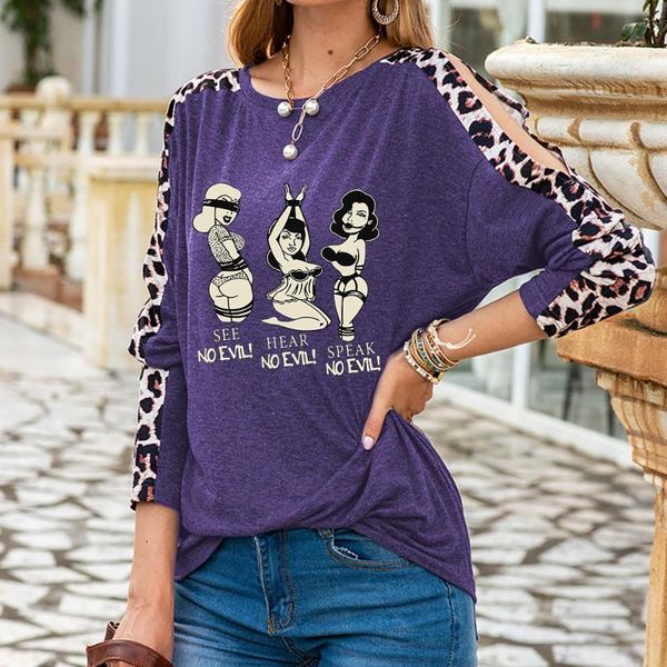 women's t-shirt early autumn 2021 beauty printed leopard print color matching casual round neck outer wear, White
women's t-shirt early autumn 2021 beauty printed leopard print color matching casual round neck outer wear, White