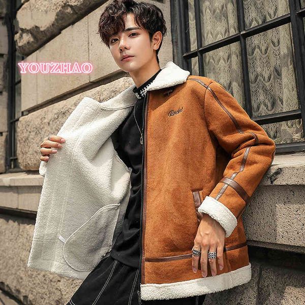 ackets 2021 youzhao2021 tide brand cotton clothing men's autumn and winter new loose korean version of lapel lamb wool coat jacket, Black;brown
ackets 2021 youzhao2021 tide brand cotton clothing men's autumn and winter new loose korean version of lapel lamb wool coat jacket, Black;brown