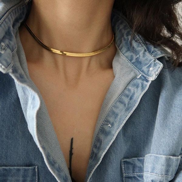 gold blade chain choker necklace men & women couple flat snake gift chokers, Golden;silver
gold blade chain choker necklace men & women couple flat snake gift chokers, Golden;silver