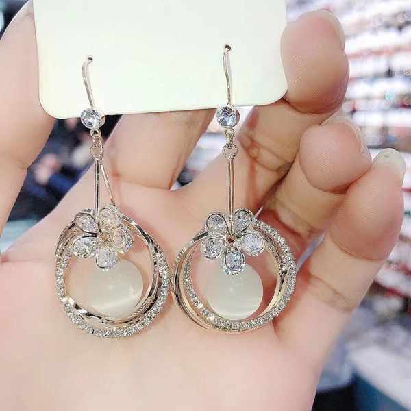 shiny zircon geometric circles opal earrings fashion flowers exaggerated korea eardrop jewelry for woman trend dangle & chandelier, Silver
shiny zircon geometric circles opal earrings fashion flowers exaggerated korea eardrop jewelry for woman trend dangle & chandelier, Silver