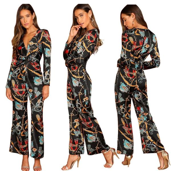women's jumpsuits & rompers fashion chian print v neck shirt jumpsuit women autumn long sleeve elegant workwear wide leg pants playsuit, Black;white
women's jumpsuits & rompers fashion chian print v neck shirt jumpsuit women autumn long sleeve elegant workwear wide leg pants playsuit, Black;white
