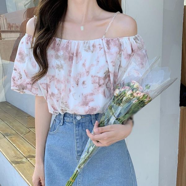 women's blouses & shirts female slash neck chiffon blouse puff sleeve printed women off shoulder ruffles summer, White
women's blouses & shirts female slash neck chiffon blouse puff sleeve printed women off shoulder ruffles summer, White