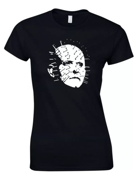pinhead hellraiser horror inspired cult 80s movie film womens t shirt, White;black
pinhead hellraiser horror inspired cult 80s movie film womens t shirt, White;black