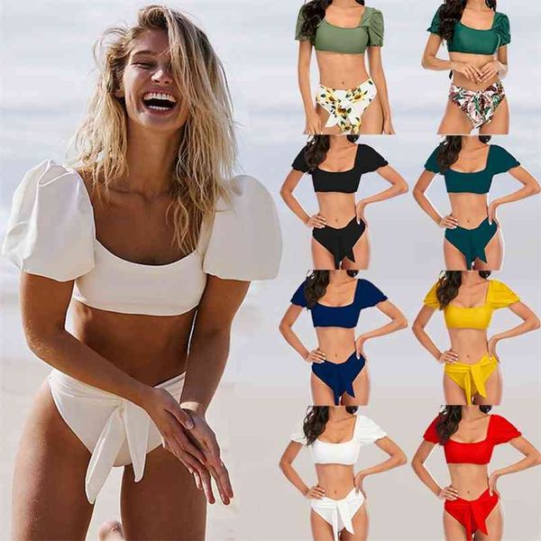 bikini solid color tankini sport bandeau swimsuit short sleeve summer high waist cut backless bathing suit beachwear 210722, White;black
bikini solid color tankini sport bandeau swimsuit short sleeve summer high waist cut backless bathing suit beachwear 210722, White;black
