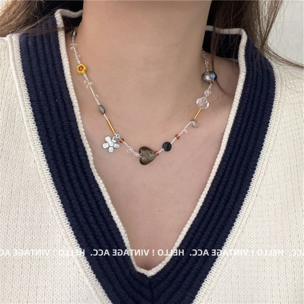 beaded necklace women's love glass sweater chain temperament versatile sweet girl style necklace, Black
beaded necklace women's love glass sweater chain temperament versatile sweet girl style necklace, Black