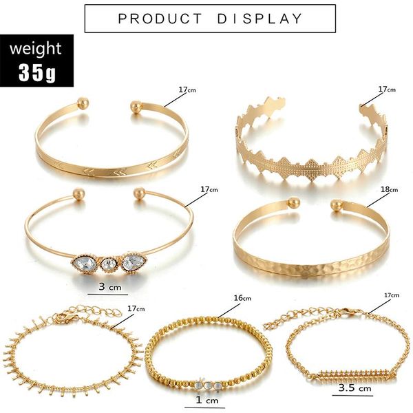 charm bracelets 7pcs/set vintage clear crystal stone bracelet set for women charms geometry opening gold alloy metal bangle jewelry 9, Golden;silver
charm bracelets 7pcs/set vintage clear crystal stone bracelet set for women charms geometry opening gold alloy metal bangle jewelry 9, Golden;silver