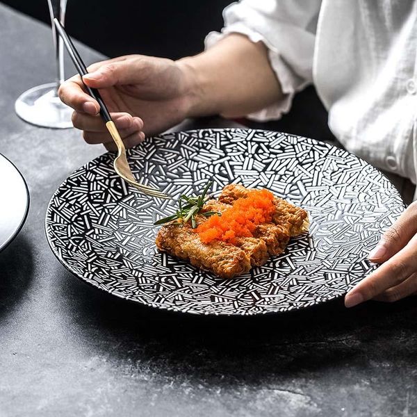 dishes & plates black ceramic european-style western plate simple round steak matte restaurant main meal tableware
dishes & plates black ceramic european-style western plate simple round steak matte restaurant main meal tableware