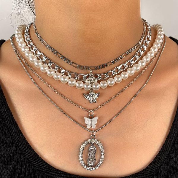 chains trendy white imitation pearl beads choker silver color multilayer angel portrait charms metal chain necklaces for women jewelry
chains trendy white imitation pearl beads choker silver color multilayer angel portrait charms metal chain necklaces for women jewelry
