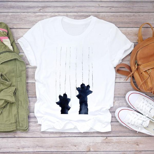 cat paw watercolor cute animal womens t shirt fashion 90s print graphic female tee, White
cat paw watercolor cute animal womens t shirt fashion 90s print graphic female tee, White