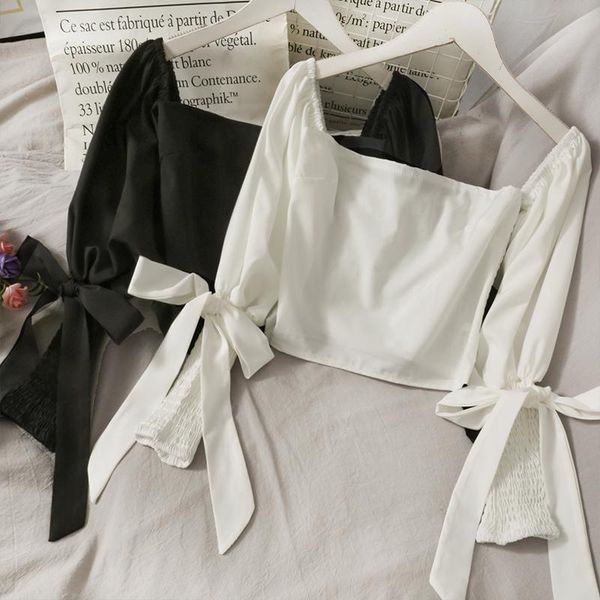 women's blouses & shirts winter 2021 careful machine one shoulder open collarbone short small shirt bow tie long sleeve top, White
women's blouses & shirts winter 2021 careful machine one shoulder open collarbone short small shirt bow tie long sleeve top, White