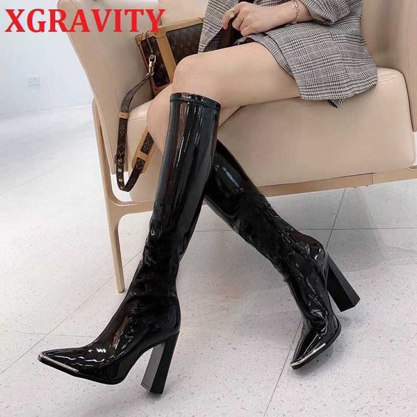 xgravity new autumn winter pop stars ladies metal pointed toe high heel boots patent leather women shoes long boot 210429, Black
xgravity new autumn winter pop stars ladies metal pointed toe high heel boots patent leather women shoes long boot 210429, Black