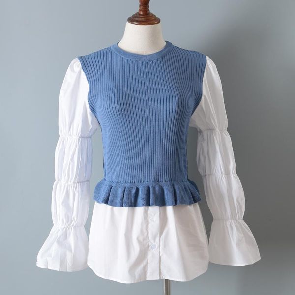 women's sweaters autumn knitted sweater fashion stitching fake two-piece contrast color design puff sleeve slim slimming shirt 0909, White;black
women's sweaters autumn knitted sweater fashion stitching fake two-piece contrast color design puff sleeve slim slimming shirt 0909, White;black