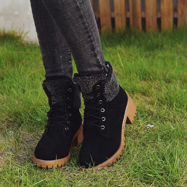 boots women ankle winter platform booties warm lace up snow ladies vintage chunky heels punk big size, Black 
boots women ankle winter platform booties warm lace up snow ladies vintage chunky heels punk big size, Black