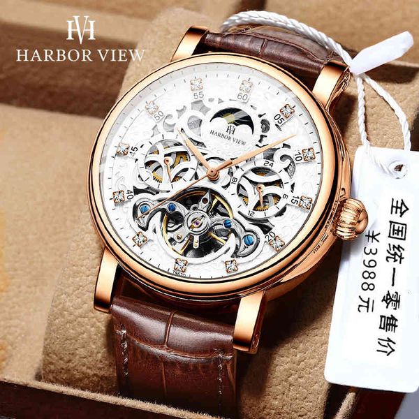 watch harbor view men's leisure sun moon star white stone dial cow leather strap automatic mechanical, Slivery;brown
watch harbor view men's leisure sun moon star white stone dial cow leather strap automatic mechanical, Slivery;brown