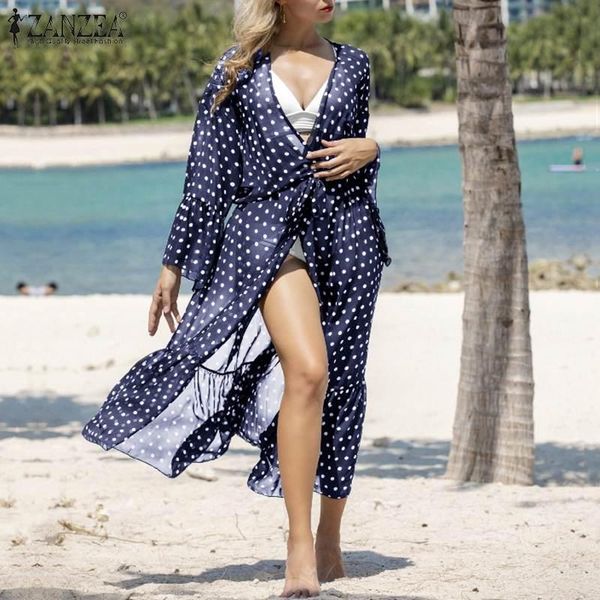 women's swimwear zanzea polka dot ruffle outwear 2021 summer see throught coats holiday elegant loose long cover ups women fashion beac, White;black
women's swimwear zanzea polka dot ruffle outwear 2021 summer see throught coats holiday elegant loose long cover ups women fashion beac, White;black