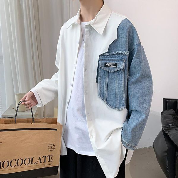 men's jackets 2021 autumn large bf denim splicing long sleeve shirt fashion ins brand, Black;brown
men's jackets 2021 autumn large bf denim splicing long sleeve shirt fashion ins brand, Black;brown
